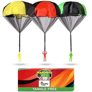 nutty toys Parachute Toys for Kids - Tangle Free Outdoor Flying Parachute Men, Top Indoor & Outside for 3 4 5 6 7 8 9 10 11 12 Year Old, Easter Basket Stuffers Idea 2026,  Boy & Girl Gifts