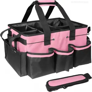 Multi-pocket Cleaning Caddy Bag, 1 Count Waterproof Home Cleaning & Car Maintenance Storage Bag, Storage Organizer with Handle & Adjustable Divider for Home, Travel Essentials Bag, with Side Organizer BagFFSummitSupply7