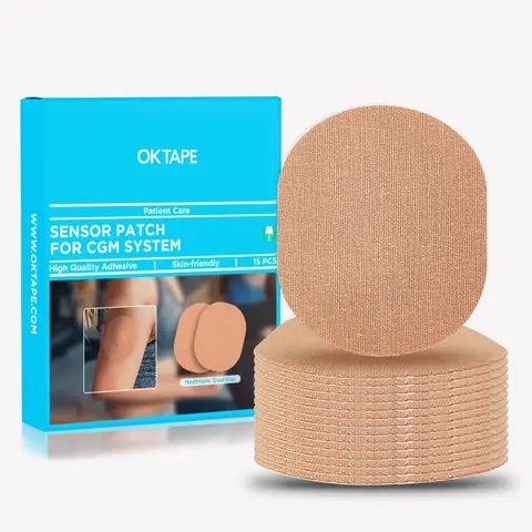 OK TAPE Waterproof CGM Adhesive Patches & Dressing Supplies for Medtronic Guardian & Other Sensors - Latex-Free, Breathable, Flexible, Peel-On, Quick Apply, Safe, Long-Lasting, 15 PCS Beige (Stays Put for Sports)