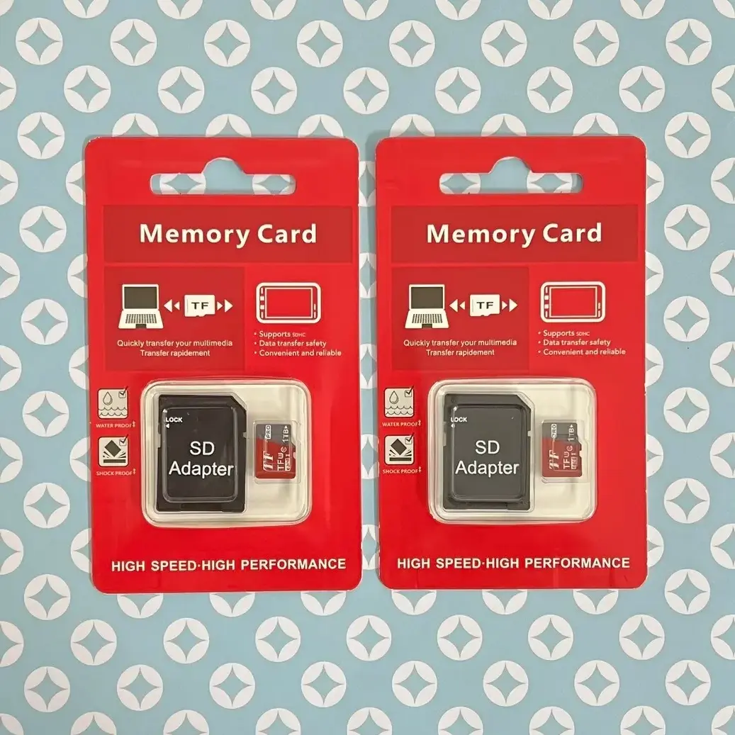 2 Pack 1TB TF memory cards with SD adapters, +Card reader, suitable for devices supporting TF memory cards such as mobile phones, cameras, tablets, surveillance cameras, game consoles