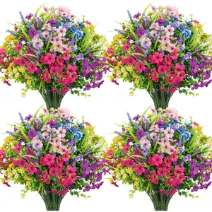 24 Bundles Artificial Flowers for Outdoors Multicolor Fake Flowers Plastic Plants Faux Lavender UV Resistant for Spring Summer Garden Patio Window Box Office Table Kitchen Home Decor Decorative Fruit