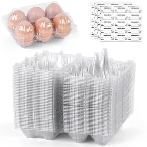 60PCS Clear Egg Cartons, Egg Cartons Cheap Bulk Plastic Egg Containers for Home Ranch Chicken Farm Market Display, 6-cavity