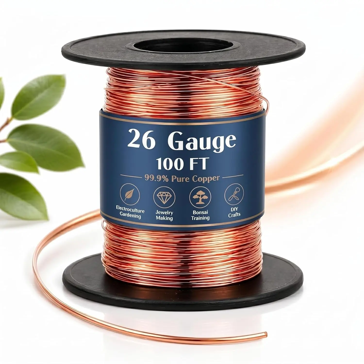 100ft 26 Gauge Copper Wire for Gardening, Electroculture, Bonsai, Jewelry Making Beading DIY Craft Pure Bare Copper Wire Spool