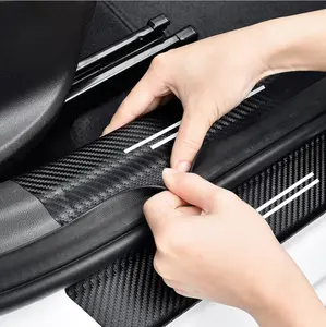 4Pcs Car Door Sill Threshold Bumper Stickers Protector Strips For Toyota Tacoma Tundra 4Runner TRD Highlande Rav4 CHR Carbon Fiber Stickers