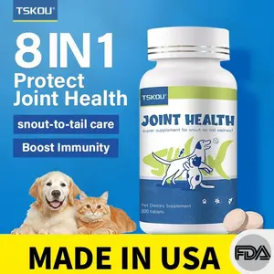 TSKOU 8 IN 1 Chondroitin Tablets for Dogs and Cats | 100mg Chondroitin 240mg Glucosamine for Daily Joint Care | 200 tablets Easy to Feed Summervibes Canine Nutritional Supplement