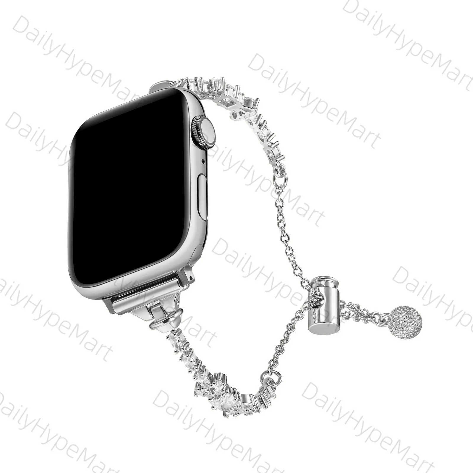 Elegant Rhinestone Bow Fashion Metal Wearable Replacement Strap, Durable Smart Watch Accessory for 38/40/41/S10-42mm Silver Compatible Models, Stylish Casual Fashion Accessory