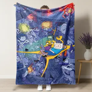 UVVUVV - Adventure Time Cozy Blanket - Finn and Jake in the Chaos Cartoon Scene, Soft Plush Fleece Throw, Perfect for Cartoon Fans, Warm Couch and Bed Decor, Ideal Nostalgic Gift for Adventure Time Lovers