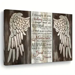 1 Piece Farm Angel Wings Wooden Frame Painting Room Decoration, Indoor Decoration, 11.8X 15.7inch Inspirational Wall Art, Fabric Memory Print, Suitable for Living Room, Bedroom, Kitchen, Home and Office, Bachelorette Party Holiday Gift Idea