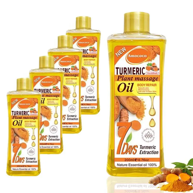 Amococo Turmeric Massage Oil 6.76oz Pure Natural Honey Body Oil for Even Skin Tone Fragrant Scent Suitable for All Skin Types