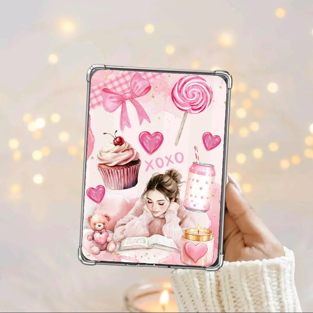 Coquette Pink Treats Kindle Insert | Soft Girl Aesthetic E-Reader Insert for Clear Case | Sweet Treats & Self Care Collage | Cozy Girl Collection