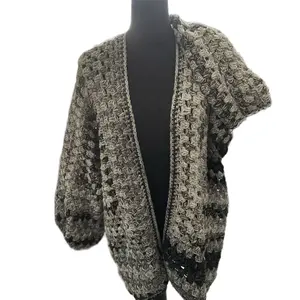 Monochromatic Hexagon Cardigan - Soft Knitwear for Women