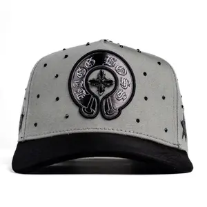 Hat Chrome Grey Black Stars Crystals Edition
