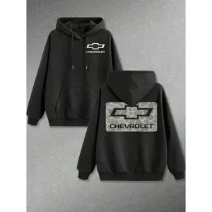 Classic Chevrolet Camo Logo Graphic Oversized Hoodie Men's Casual Loose Pullover Sweatshirt With Brand Emblem Print For Car Enthusiasts, Mens Clothes Graphic Hoodies StreetwearY2Y-W- Grasgraphic Hoodiesgraphic Hoodies