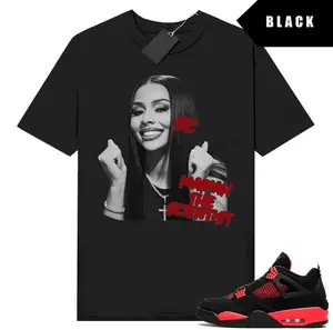 AJ 4 Red Thunder Sneaker Match T shirt Black Mariahhh The Scientist Shirt