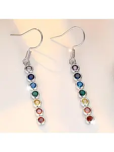 1 Pair Exquisite Luxury Rainbow Synthetic Zircon Dangle Earrings, Elegant Ladies Earrings for Daily Wear, Banquets, Wedding Seasons, Birthday Gifts