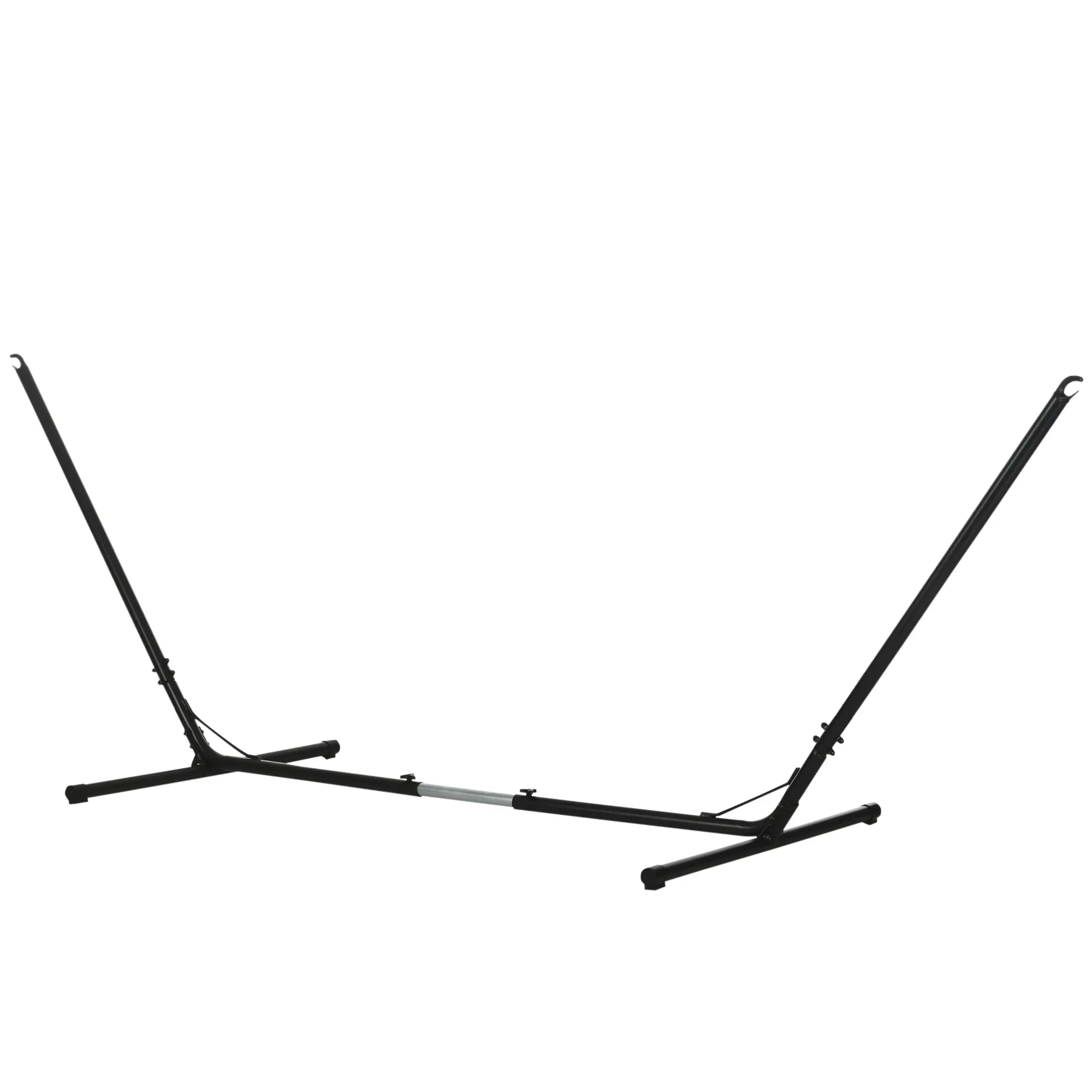 Black Adjustable Steel Universal Hammock Stand - 10-13ft, Space-Saving, Portable with Carrying Option, for Indoor & Outdoor Patio Furniture Use