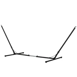 Black Adjustable Steel Hammock Stand Length 120 To 150 Inch Fit 10 To 13ft Hammock Weather Resistant Portable Space Saving 264Lbs Load Indoor Outdoor Use