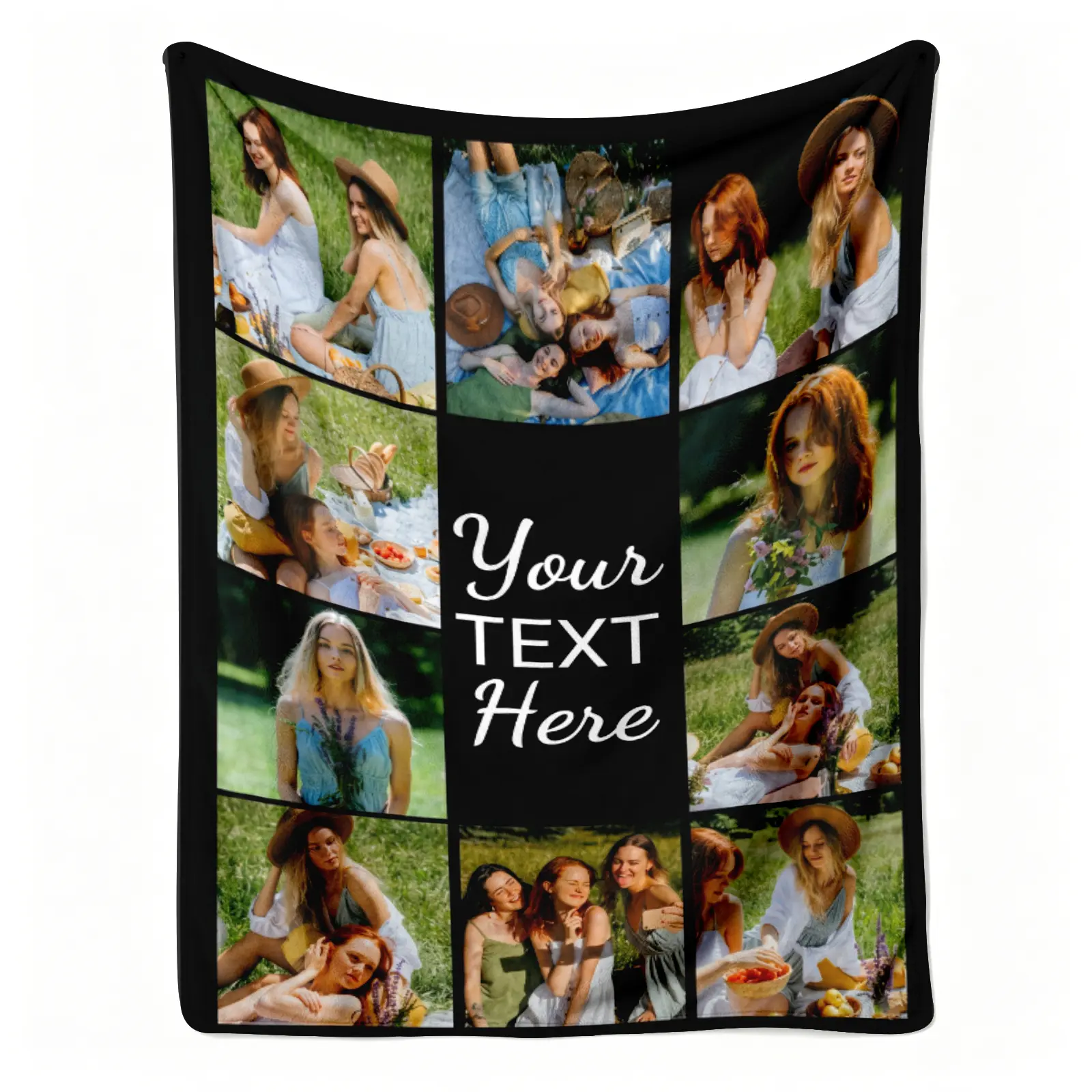 Custom Bestie Photo Blanket Flannel Throw, Personalized Your Text Here 10 Picture Collage Pattern Soft Warm Cozy Nap Blanket for Couch Bed Dorm, Customized BFF Gift for Her Girlfriend Friend, Birthday Christmas Friendship Day Holiday Gift
