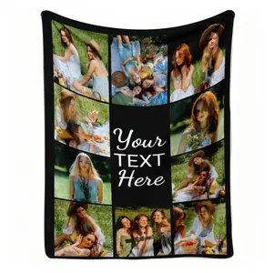 Custom Bestie Photo Blanket Flannel Throw, Personalized Your Text Here 10 Picture Collage Pattern Soft Warm Cozy Nap Blanket for Couch Bed Dorm, Customized BFF Gift for Her Girlfriend Friend, Birthday Christmas Friendship Day Holiday Gift