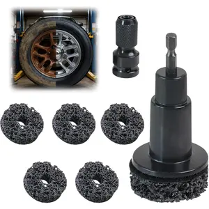 Wheel Hub Cleaning Tool Kit, Wheel Hub Resurfacing Kit Includes 5 Pads Fits Power Drill & 1/2"  Driven Wrenches, Wheel Stud, Quick Rust Removal for Lug Studs, Rotors, and Hub Surface Cleaning