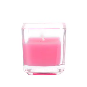 212 MAIN Square Glass Votive Candles - Hot Pink, Unscented, 96-Piece Hand-Poured Paraffin Wax, 8-Hour Burn Time, Camping & Hiking Lights Decorations