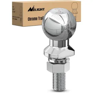 Nilight 2-Inch Diameter Chrome Trailer Hitch Ball, 3,500 lbs, 3/4 x 1-3/4-Inch Shank Universal Fit Gray