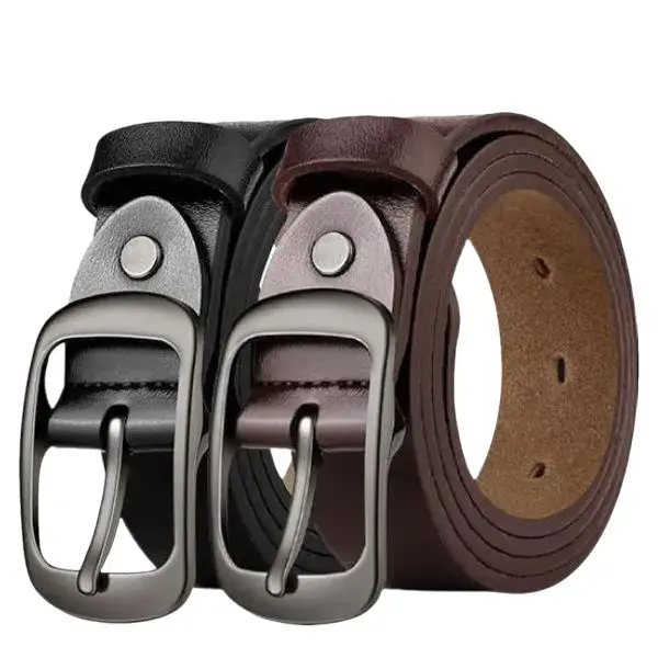 [2 Pack] Leather Belt Women-Womens Leather Belt with Pin Buckle-Belts for Women for Jeans, Pants, Dresses
