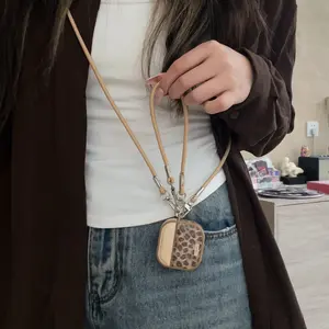 Magnetic Leather Leopard Print Earphone Case for Apple AirPods Pro 3/2/4, Fashion Creative Design, Korean Style Simple Earbud Cover