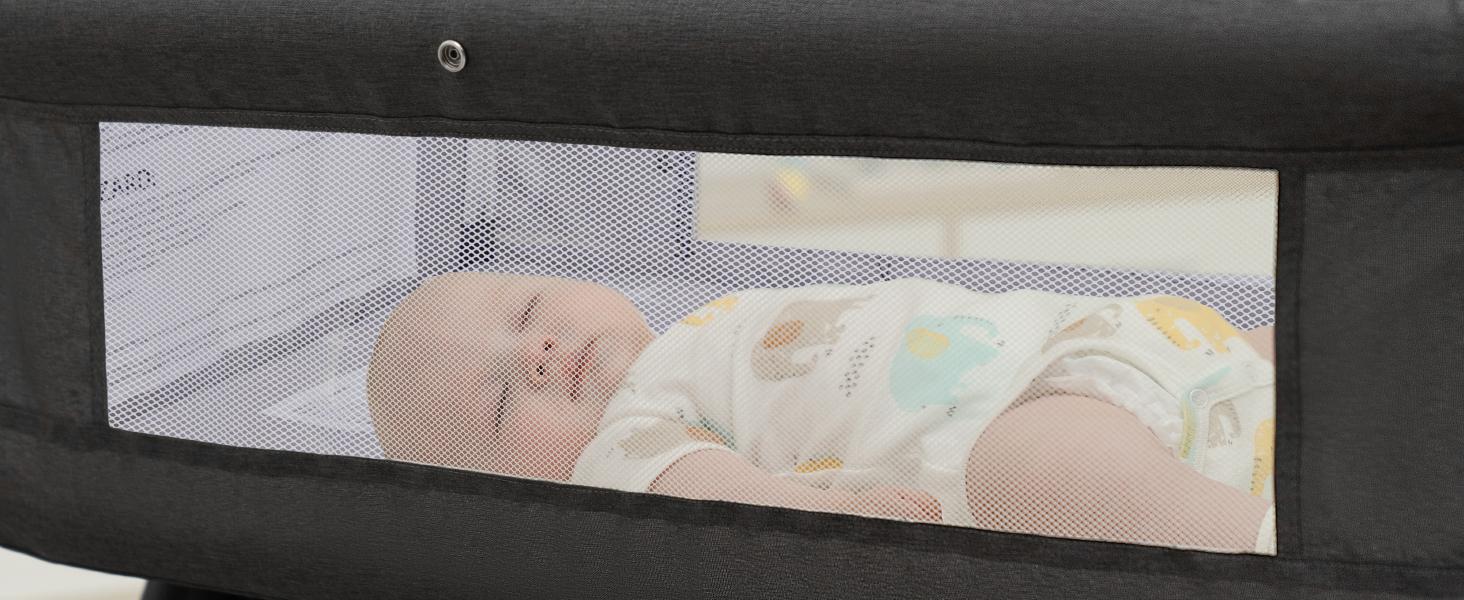 Baby Bassinet, Crib For Infant And Newborn, Bedside Sleeper With Storage Basket And Mosquito Net, Easy To Fold, Height Adjustable, Portable Side Bed Crib Portable