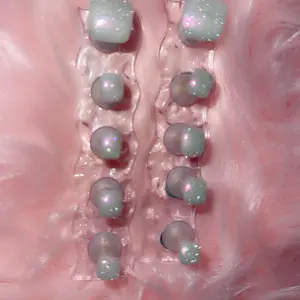 Custom Acrylic Toe Nail Press-Ons | Glitter Pearl Design