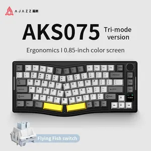 AJAZZ AKS075 Mechanical Keyboard: Three modes, 5000mAh battery, RGB lighting, full hot-swappable keys, volume knob, TFT color display, five-layer cushioning structure