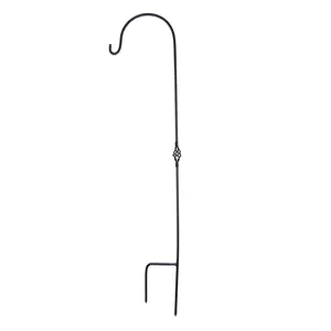 LumaBase Spiral Joint Metal Shepherd's Hook, 9mm Diameter Weather-Resistant Steel Construction, Ideal for Outdoor Decor