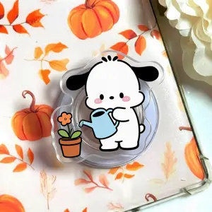 Cute Gardening Puppy Phone Grip - Magnetic Pop Socket & Kickstand - Kawaii Accessory Gift