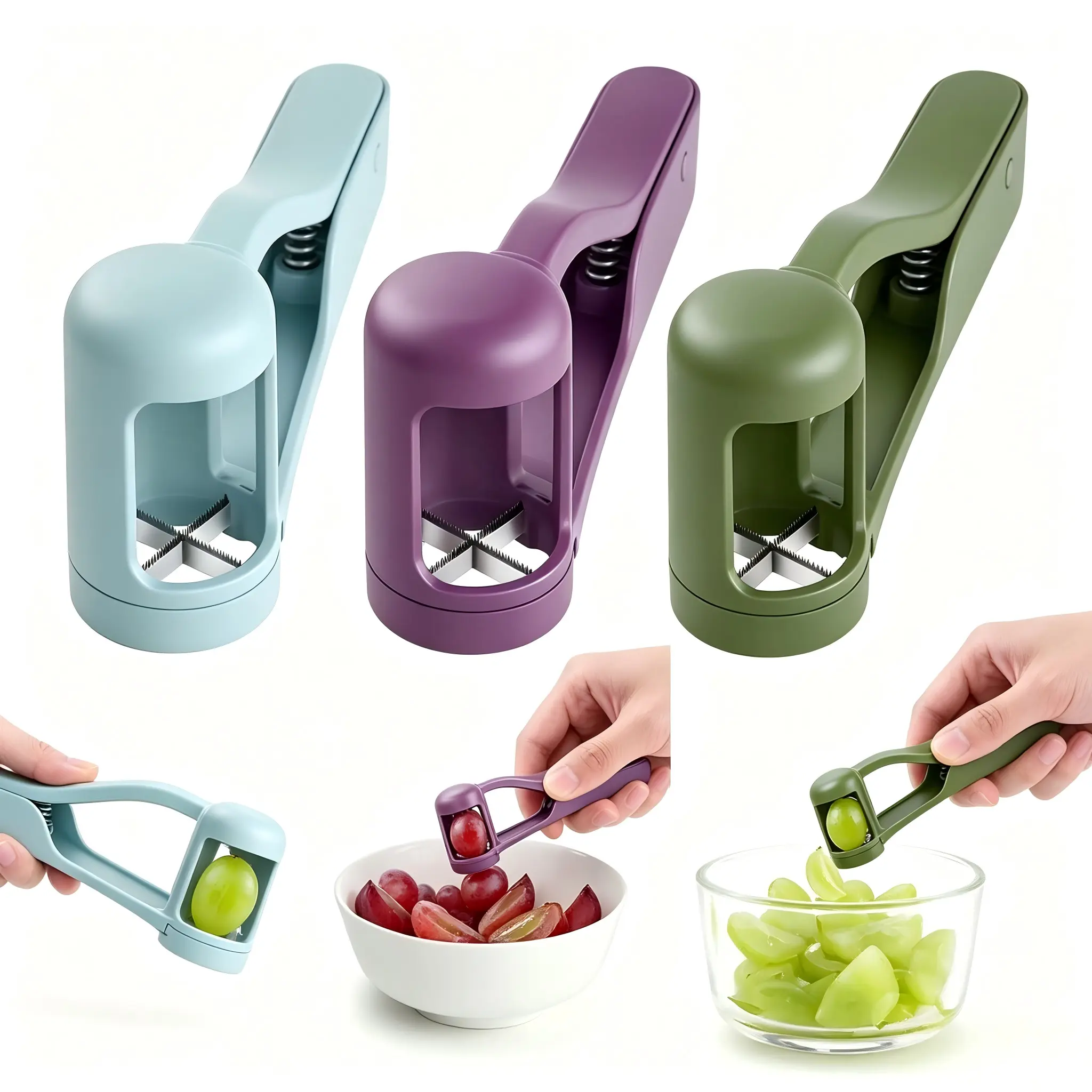 Summer Sale Grape Cutter, Grape Slicer Kitchen Gadget for Vegetable Fruit Salad Cake Decor, Grape Slicer Kitchen Gadget, Stainless Steel Baby Grape Quarter Cutter Tool for Cherry Tomato Strawberry Blueberry, Durable Fruit Tool