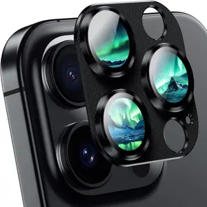 Camera Lens Protector Casing, Shockproof Aluminum Alloy & 9H Tempered Glass Protector, Full Protective Lens for iPhone 16 Pro & Camera Cover for iPhone 16 Plus, Cellphone, Smartphone Protector