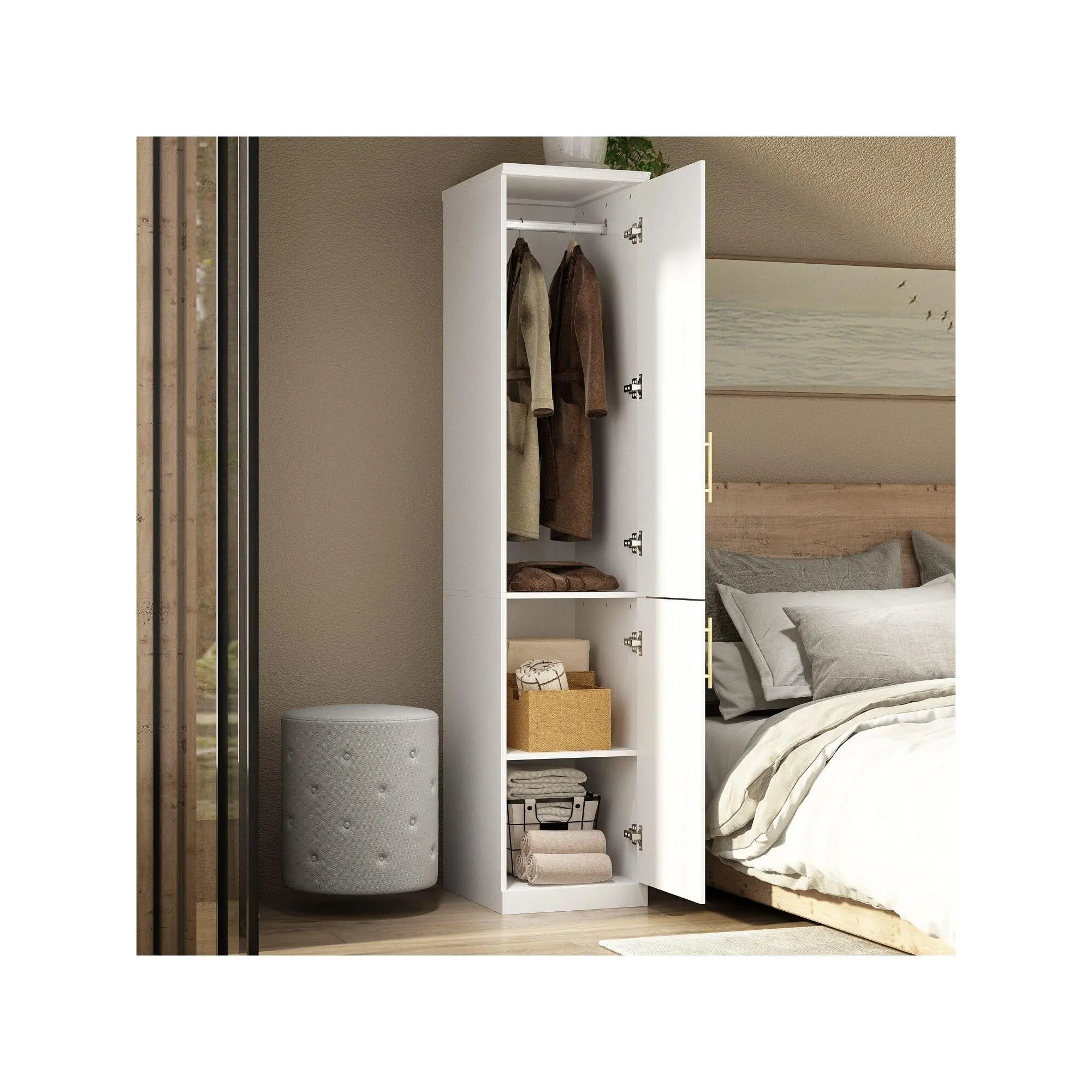 FUFU&GAGA Armoire Bedroom Small Wardrobe Solid Wood