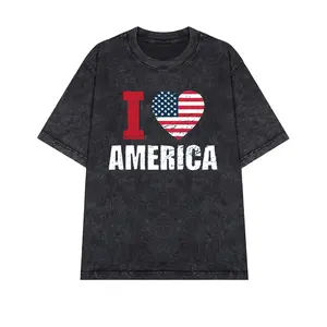 MELISSA ANN "I LOVE AMERICA" Mineral Wash Tee Oversized 230gsm Premium Cotton T-Shirt for National Pride