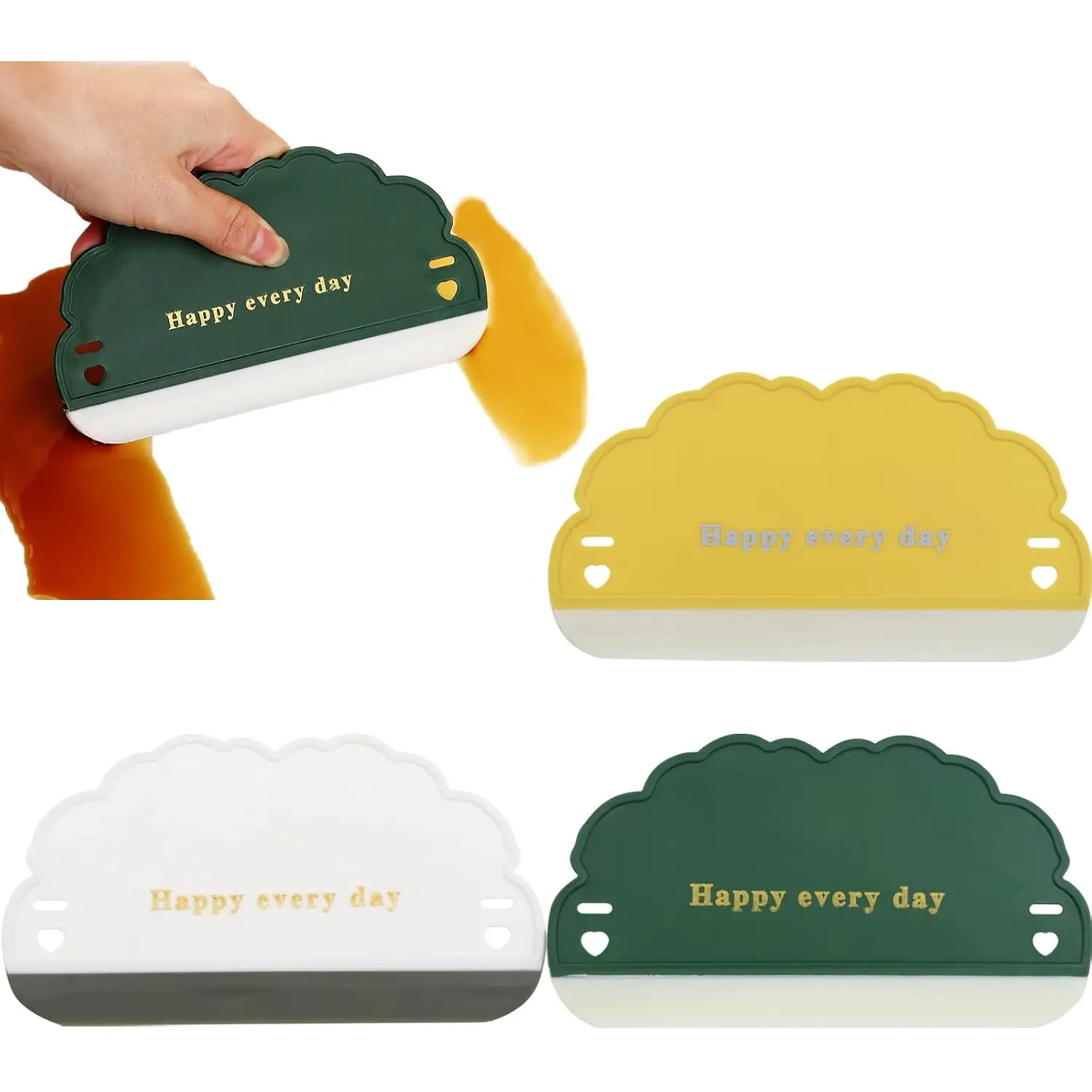 3 Pack Silicone Sink Squeegee, Mirror Cleaner Kitchen Sink Cleaner for Home Kitchen Countertop Car Window and Bathroom Mirror Squeegee