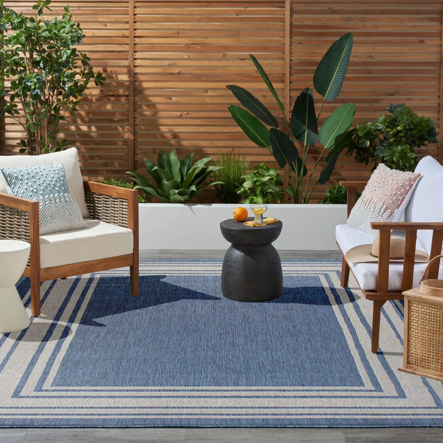 Nourison Horizon Indoor/Outdoor Bordered Flatweave Area Rug - Home Decorative, Room Decoration, Aesthetic Outdoor, All Weather Mat, Rug Style Option for Home Use, Home Decorative Rugs