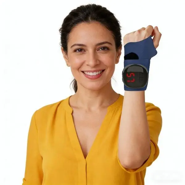 [Upgraded] 1-Piece Hand Massager with Stronger EMS, Heat & Professional Wrist TENS Therapy, 20 Levels, 5 Modes for Carpal Tunnel & Arthritis - Sensitive Relief Gift