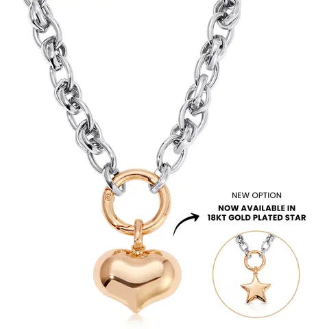 Ettika - Locked in Mixed Metal Necklace - 18k Gold Plated and Rhodium Plated For Women