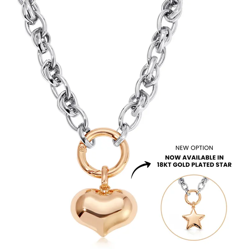 Ettika - Locked in Mixed Metal Necklace - 18k Gold Plated and Rhodium Plated For Women