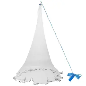 8ft Radius Hand Cast Net Heavy Duty Easy Throw Fishing Mesh Net with Chain Sinker-3331 Set Casting Saltwater