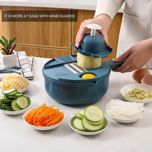 Vegetable Chopper 12-in-1 with Drain Basket and 6 Blades, Food Chopper for Kitchen, Efficient Veggie Cutter for Vegetables, Vegetable Slicer, Kitchen Slicer Dicer