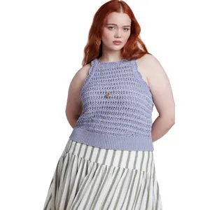 ELOQUII Women's Plus Size Open Stitch Racer Tank