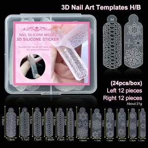 24pcs Nail Art Silicone Stamps Mold, Christmas Snowflake Leopard Print 3D Stamps, DIY Nail Art Tools Kit, Beauty Supplies