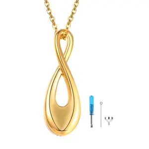 OIDEA Infinity Photo Locket Necklace Women, Stainless Steel Openable Memorial Locket Keepsake Pendant, Gold