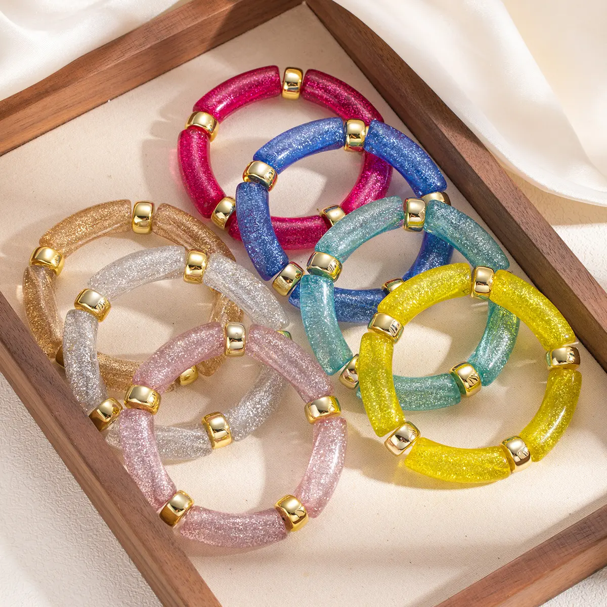 Vintage Glitter Acrylic Resin Bracelet for Women, Maillard Style Luxury Bangle, Elegant Versatile Fashion Jewelry for Spring Outfit Everyday Wear Party Gift for Her