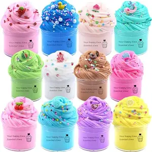 12Pack Butter Slime Kit with Cake Charms Super Soft & Non-Sticky,Stress Relief Toy for Girls and Boys,Party Favors and Birthday Gift，Easter Basket Stuffers