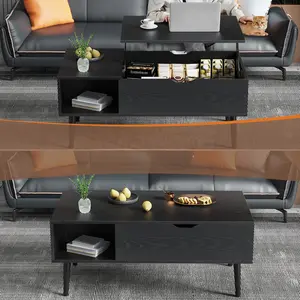Living Room Adjustable Coffee Table, Laptop Adjustable Sofa Table, Storage Furniture with Elevated Desktop Hidden Compartment